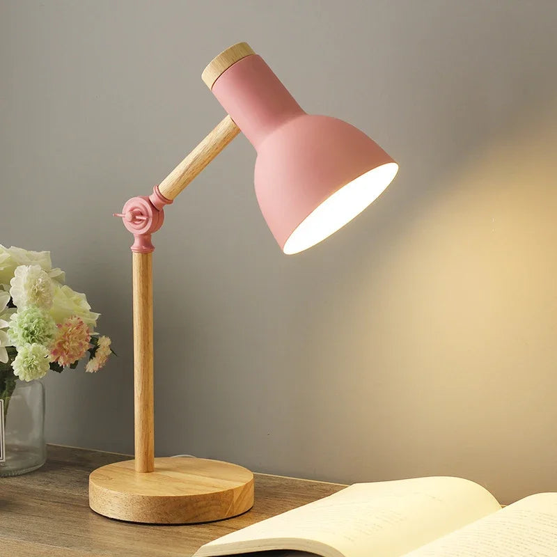 Adjustable Wooden Table Lamp - Nordic Design Bedside & Desk Lamp with Colorful Finish 1