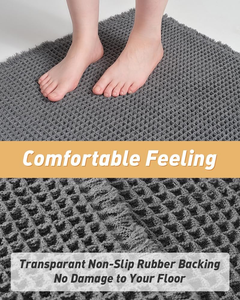 Soft Waffle Bath Runner Mat - Super Absorbent, Non-Slip Bathroom Rug 11