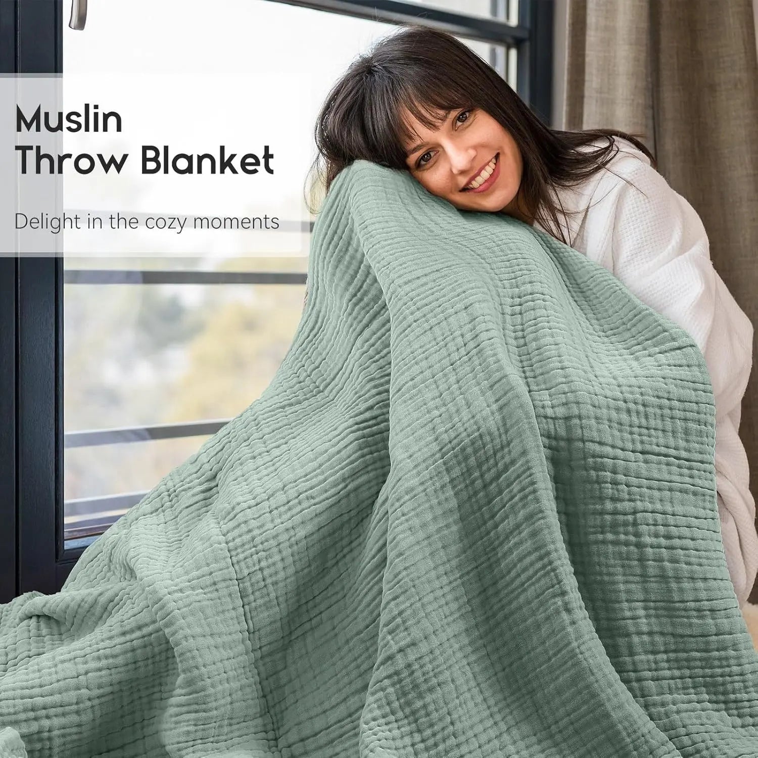 100% Cotton Muslin Throw Blanket - Lightweight Boho Design for Couch & Bed 1