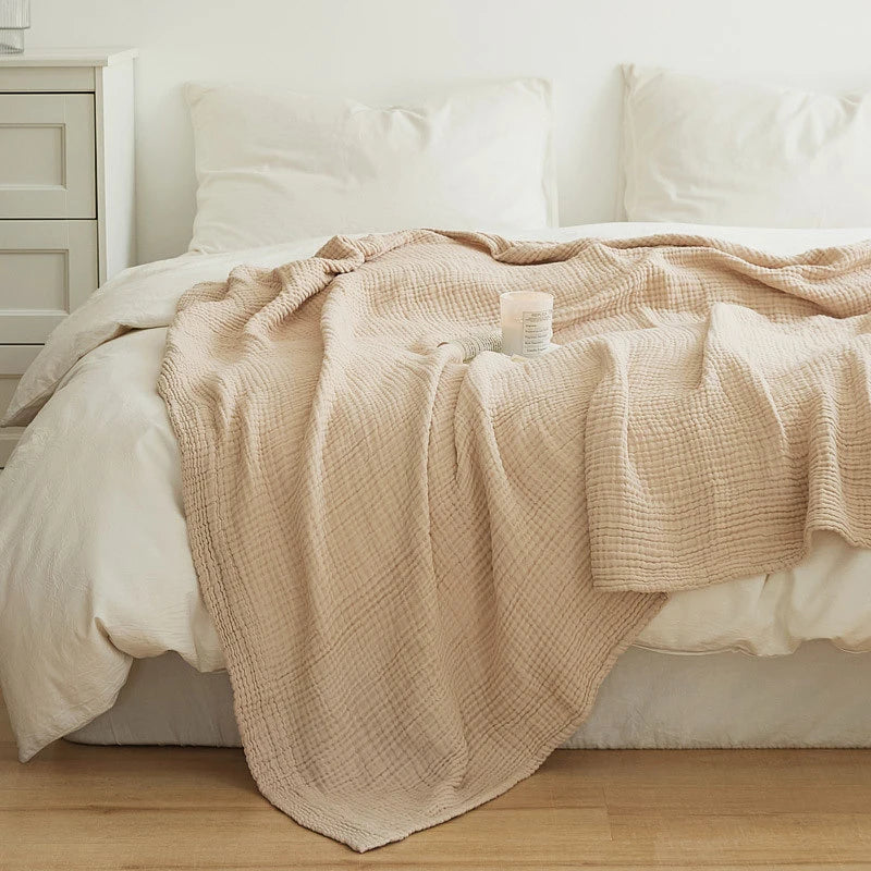 100% Cotton Muslin Throw Blanket - Lightweight Boho Design for Couch & Bed 5