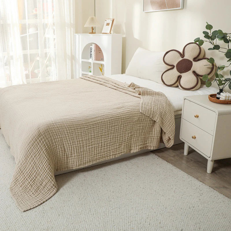 100% Cotton Muslin Throw Blanket - Lightweight Boho Design for Couch & Bed 7