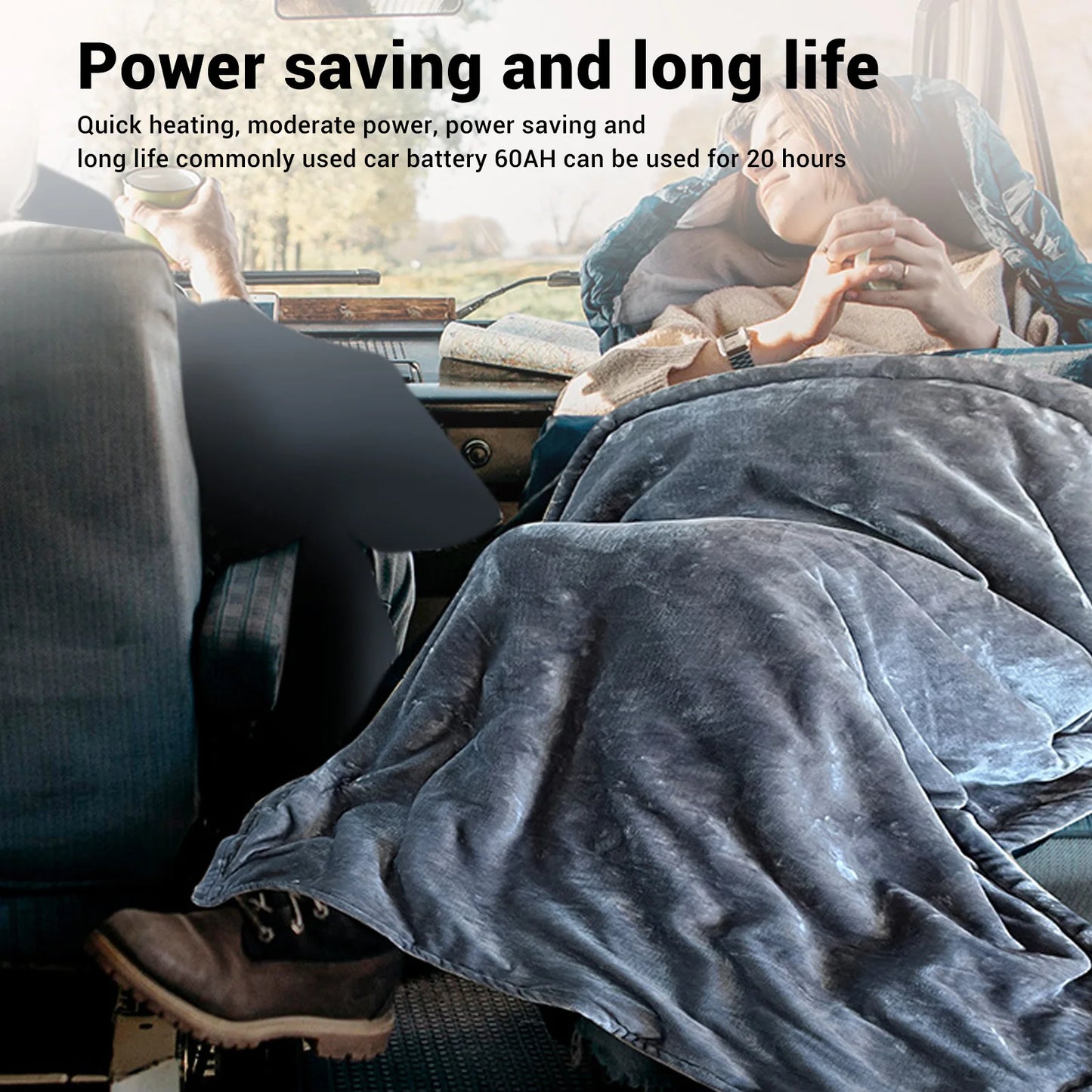 12V Electric Car Blanket - Fast Heating Flannel Heated Blanket for Camping 0