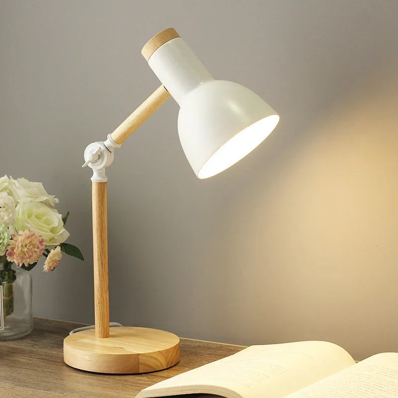 Adjustable Wooden Table Lamp - Nordic Design Bedside & Desk Lamp with Colorful Finish 2
