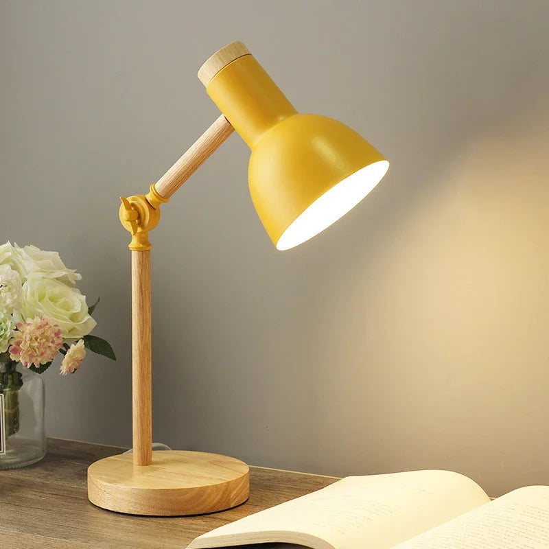 Adjustable Wooden Table Lamp - Nordic Design Bedside & Desk Lamp with Colorful Finish 3