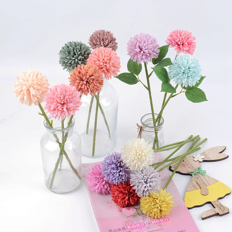 Artificial Hydrangea Flower Bouquet - 3 or 5 Pcs Silk Faux Flowers for Home Decor & Weddings 1