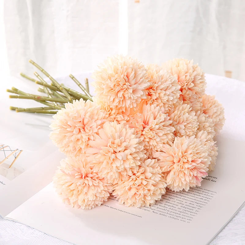 Artificial Hydrangea Flower Bouquet - 3 or 5 Pcs Silk Faux Flowers for Home Decor & Weddings 12