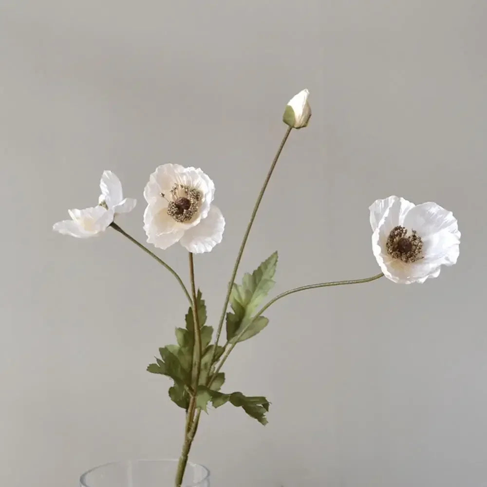 Artificial Poppy Silk Flowers Bouquet - Long Stem Faux Flower Arrangement for Home and Wedding Decor 22