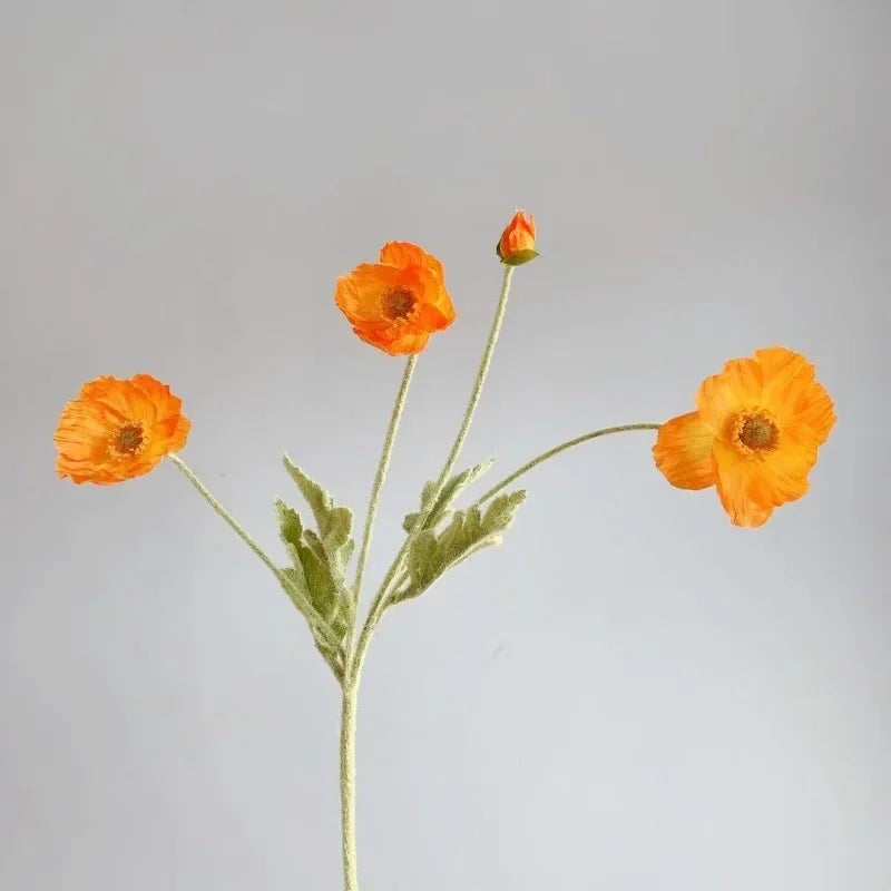 Artificial Poppy Silk Flowers Bouquet - Long Stem Faux Flower Arrangement for Home and Wedding Decor 29