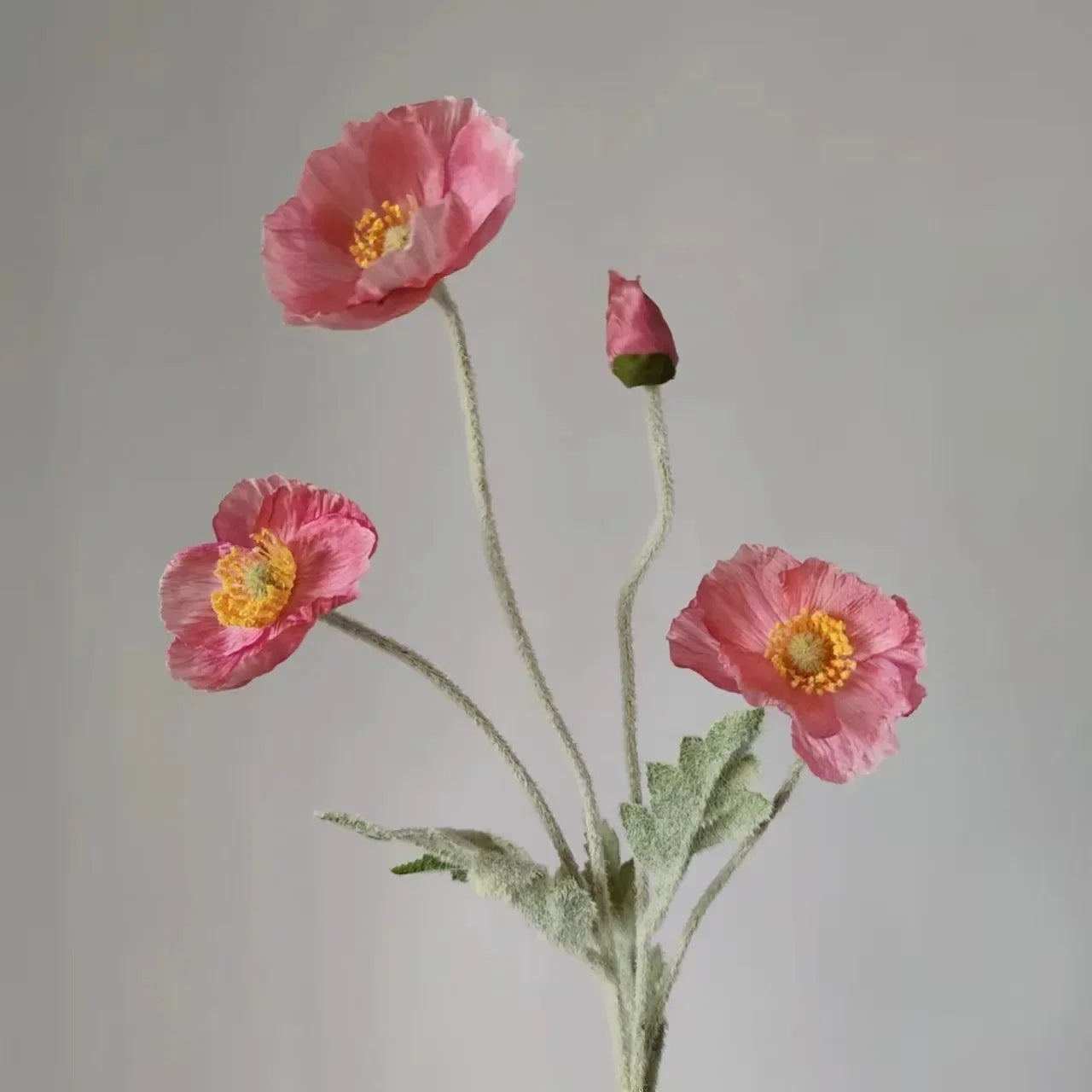 Artificial Poppy Silk Flowers Bouquet - Long Stem Faux Flower Arrangement for Home and Wedding Decor 6