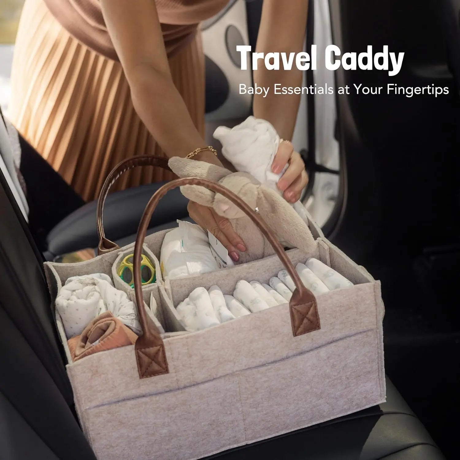 Baby Felt Diaper Caddy - Large Nappy Caddy Organizer with Handles for Nursery 4