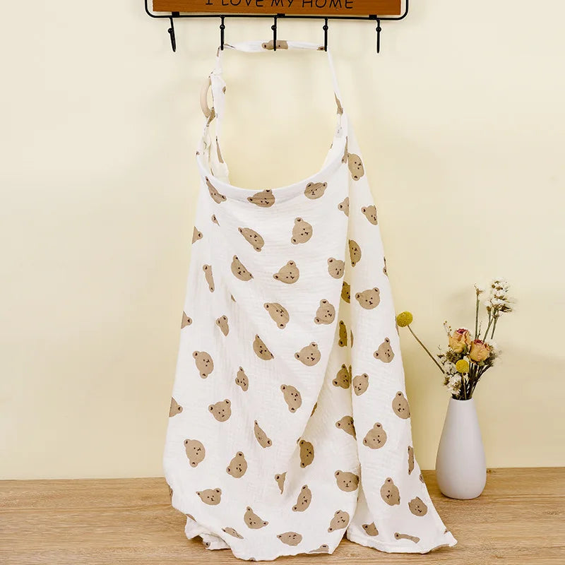 Breathable Cotton Muslin Nursing Cover - Versatile Breastfeeding Cover Up & Mother Feeding Cover 3
