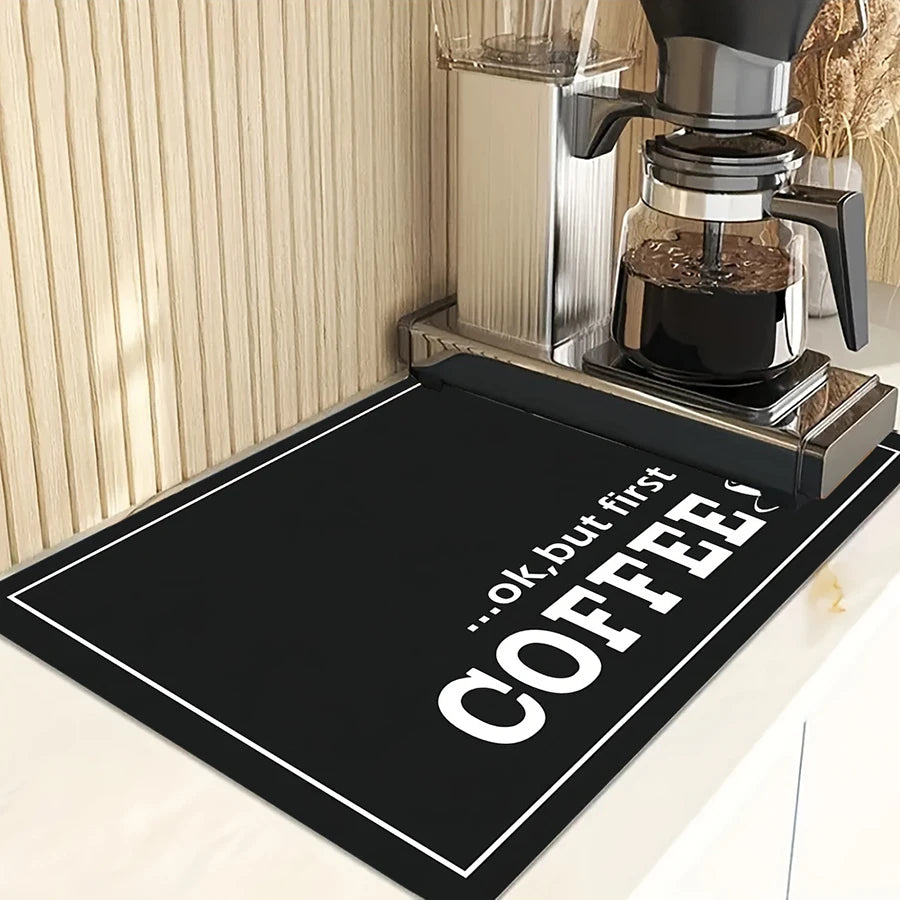 Coffee Printed Absorbent Kitchen Mat - Modern Design for Counter Protection 1