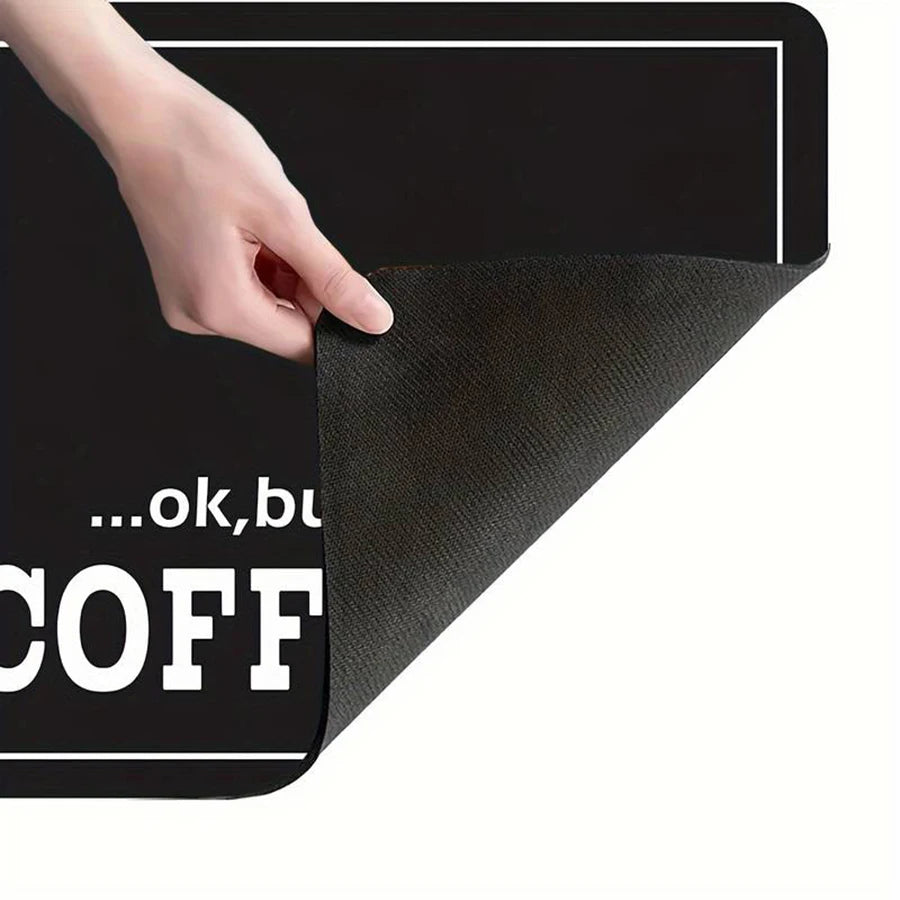 Coffee Printed Absorbent Kitchen Mat - Modern Design for Counter Protection 5