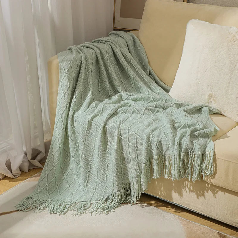 Cozy White Boho Chunky Knit Throw Blanket - Luxuriously Soft & Travel-Friendly 12