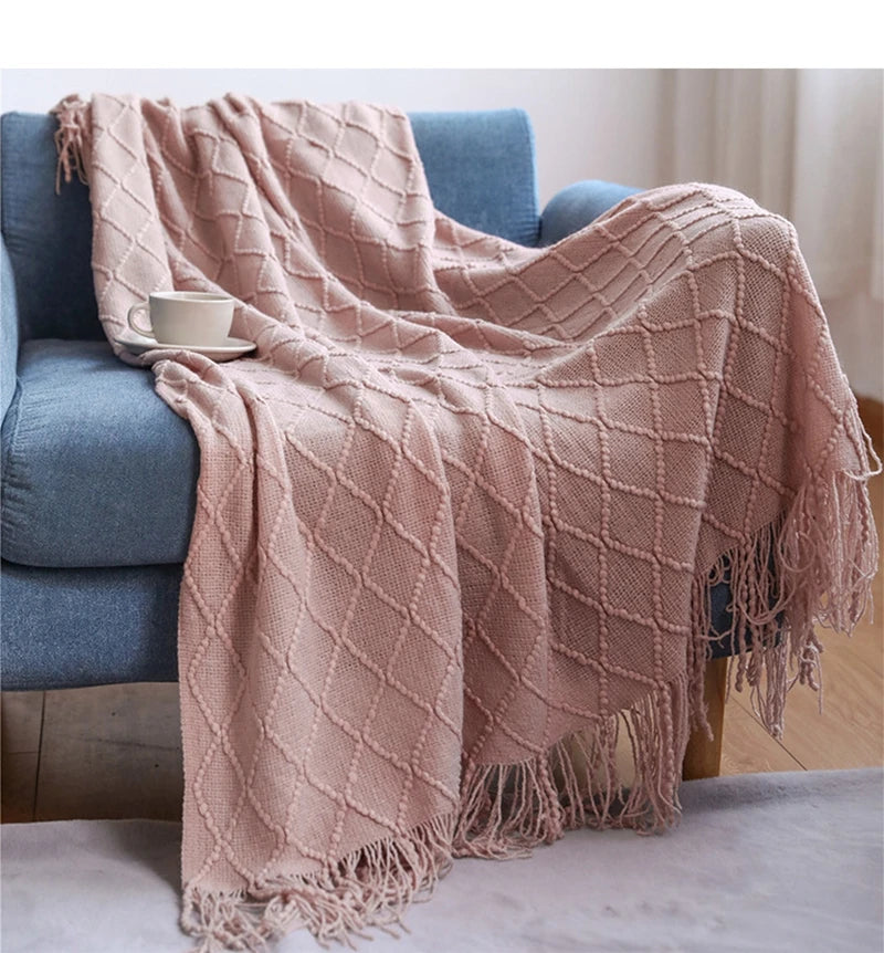 Cozy White Boho Chunky Knit Throw Blanket - Luxuriously Soft & Travel-Friendly 17