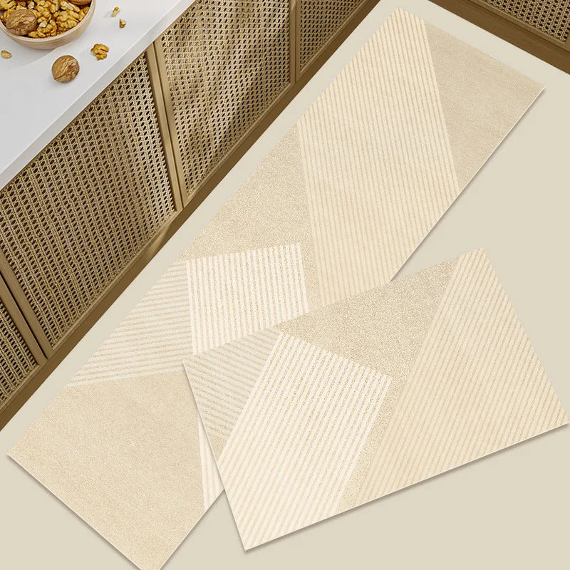 Diatomaceous Earth Washable Kitchen Rugs - 2pc Absorbent Non-Slip Mats 1