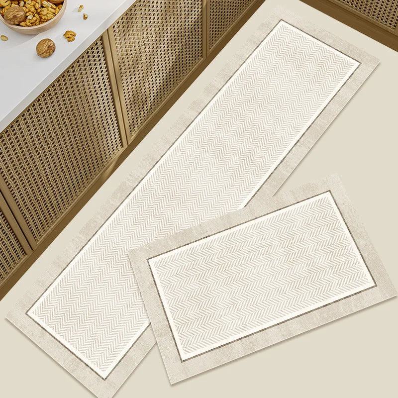 Diatomaceous Earth Washable Kitchen Rugs - 2pc Absorbent Non-Slip Mats 10