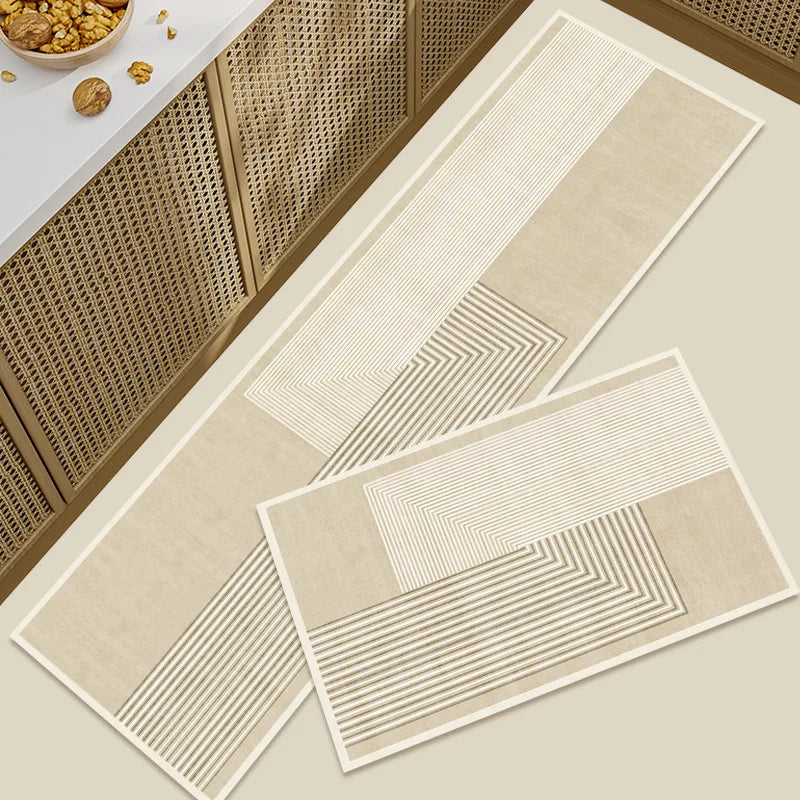 Diatomaceous Earth Washable Kitchen Rugs - 2pc Absorbent Non-Slip Mats 6