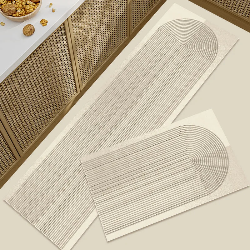 Diatomaceous Earth Washable Kitchen Rugs - 2pc Absorbent Non-Slip Mats 7