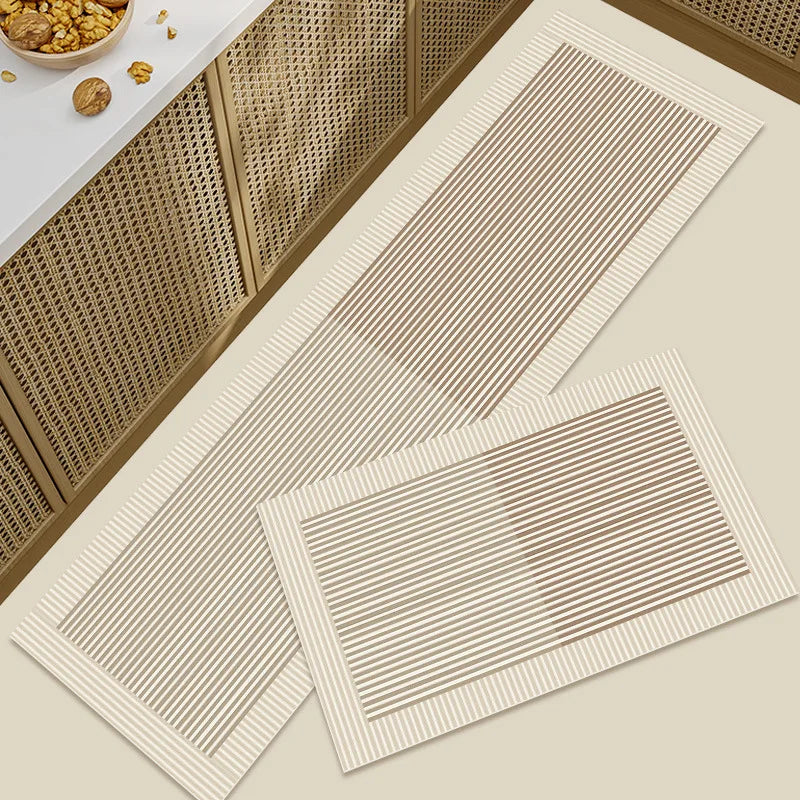Diatomaceous Earth Washable Kitchen Rugs - 2pc Absorbent Non-Slip Mats 8