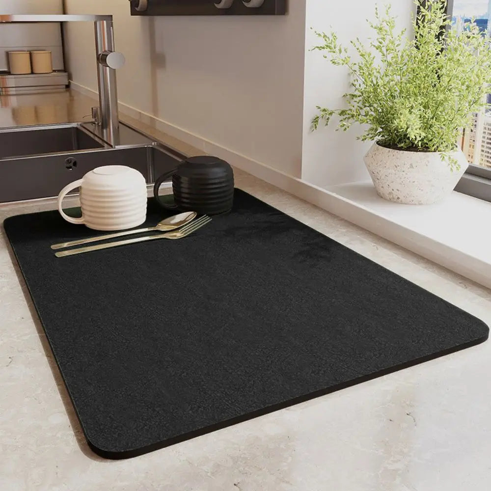 Diatomite Quick-Drying Kitchen Mat - Absorbent Non-Slip Dish Drying Rug 5