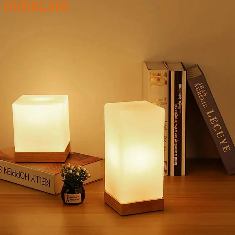 Elegant Glass Ball Table Lamp with Wooden Base - Modern Bedside & Living Room Lighting 4