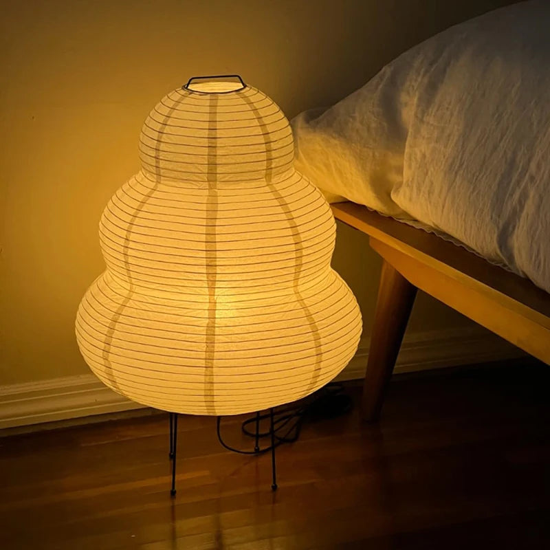 Japanese Style LED Rice Paper Desk Lamp - Tricolor Dimming for Bedroom & Living Room 0