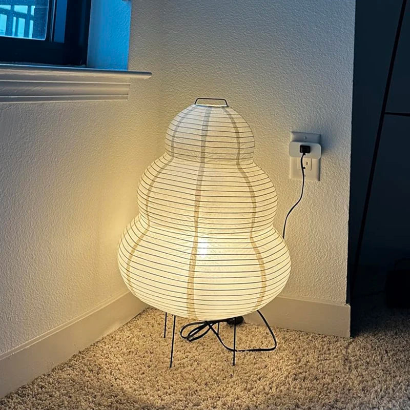 Japanese Style LED Rice Paper Desk Lamp - Tricolor Dimming for Bedroom & Living Room 4