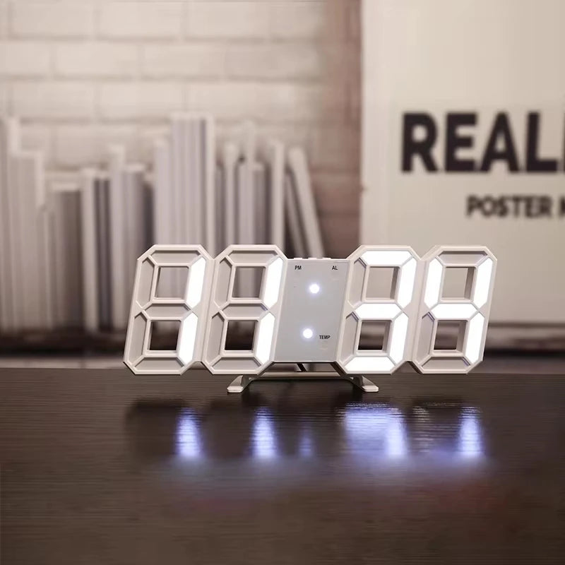 Modern 3D LED Digital Wall Clock with Alarm, Temperature Display & USB Charging 1