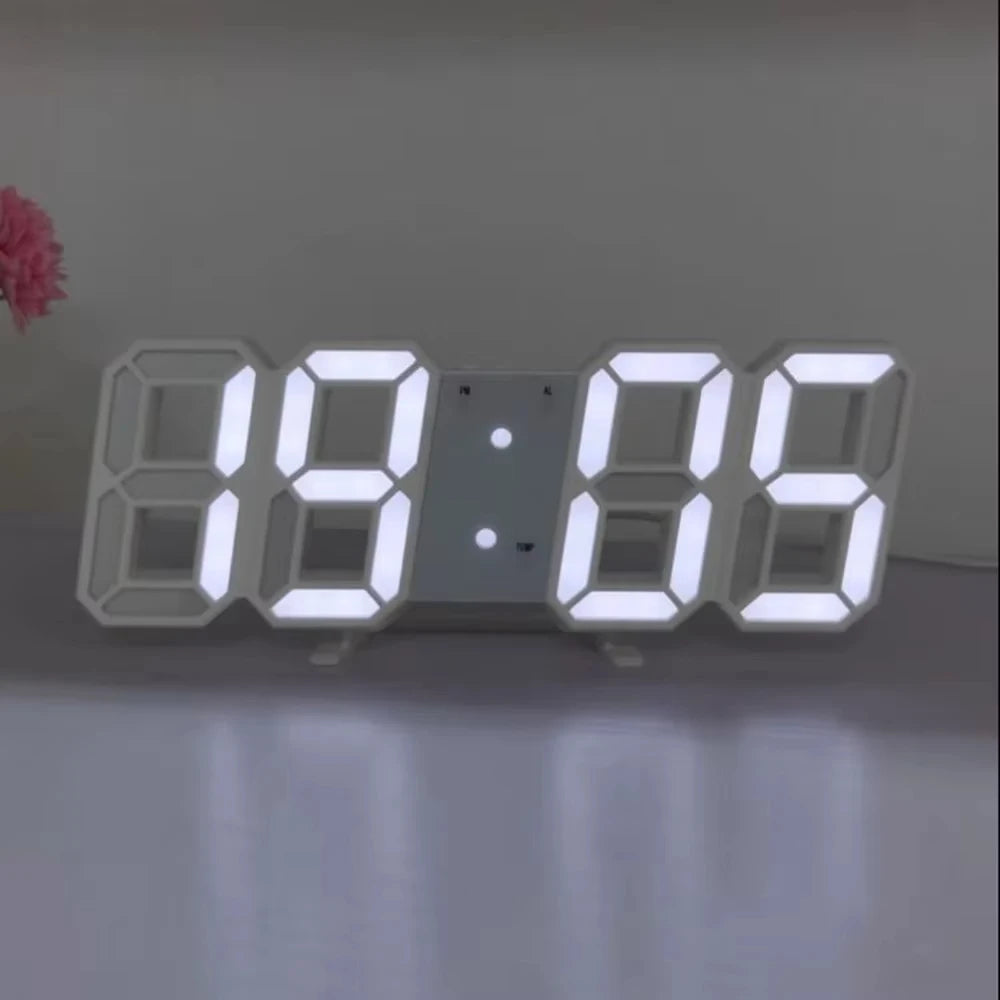 Modern 3D LED Digital Wall Clock with Alarm, Temperature Display & USB Charging 3