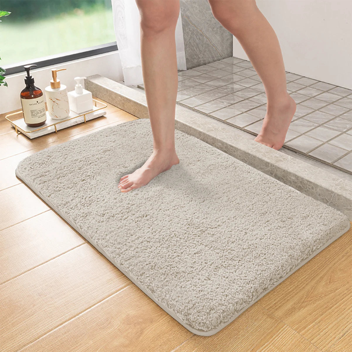 Non-Slip Bath Mat - Absorbent Furry Bathroom Rug for Safety and Comfort 7