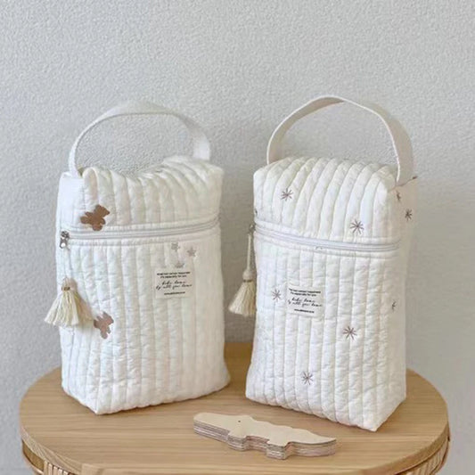 Quilted Portable Baby Diaper Caddy Organizer - Stylish Nappy Caddy for Diapers 0