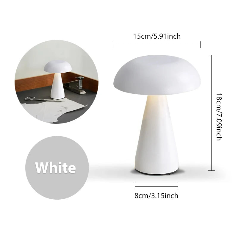 Rechargeable Mushroom LED Table Lamp - Cordless Touch Sensor Bedside Light 9
