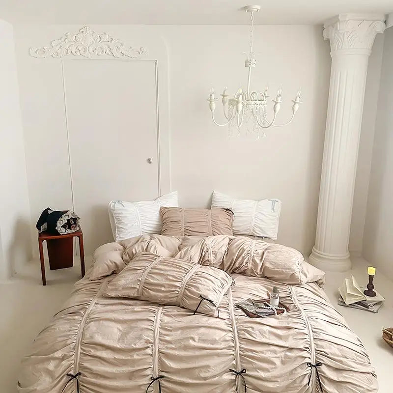 Ruffles Pleated Cotton Microfiber Duvet Cover Set - Twin to King Sizes 7