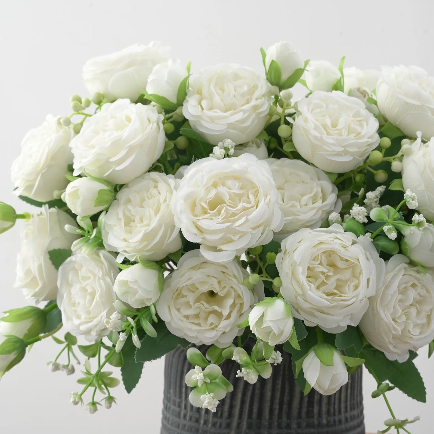 Silk Peony Artificial Flower Bouquet - Faux Floral Arrangements for Home & Weddings 0