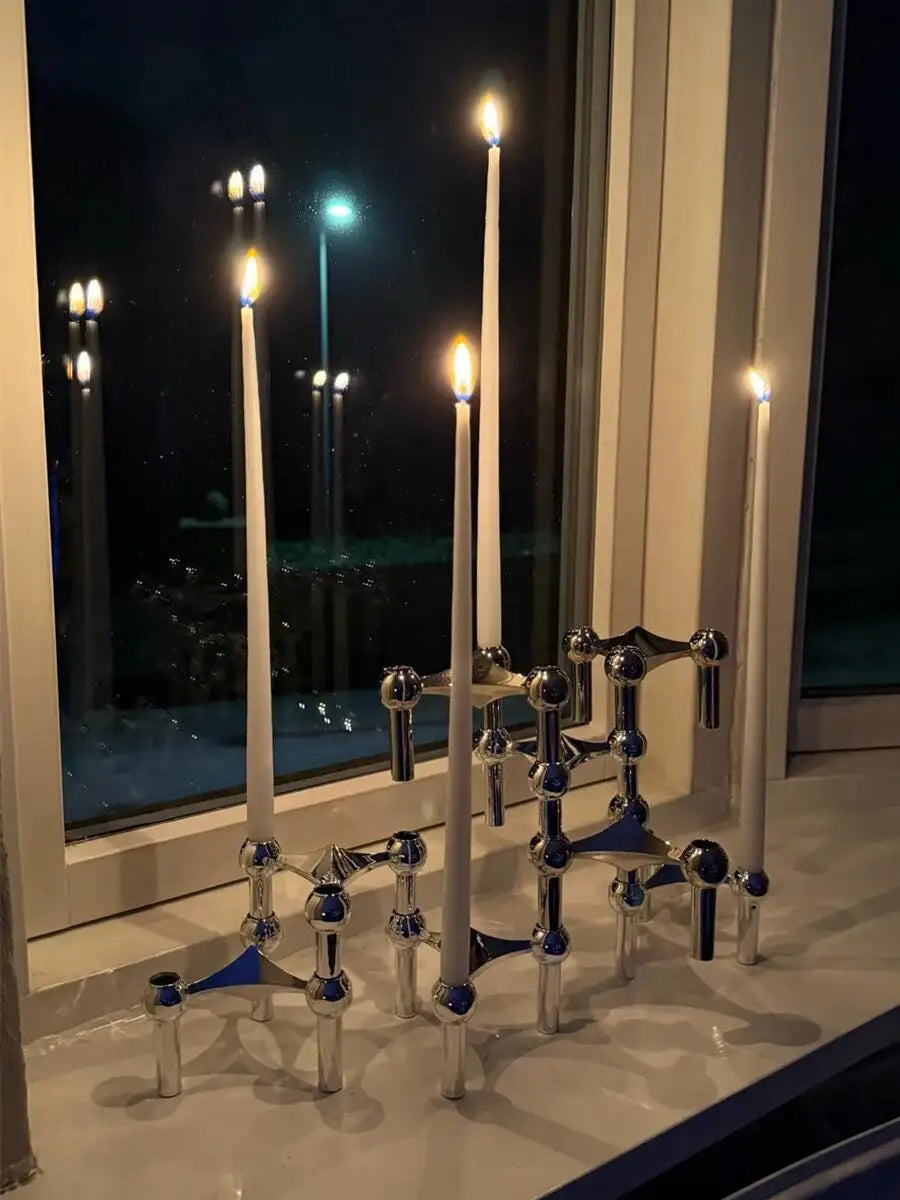 Silver Metal Molecular Structure Candlestick Holder - Elegant Candle Holder for Home Décor 3