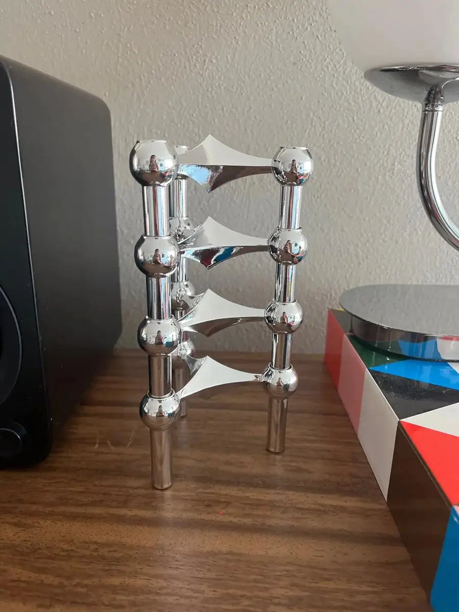 Silver Metal Molecular Structure Candlestick Holder - Elegant Candle Holder for Home Décor 4