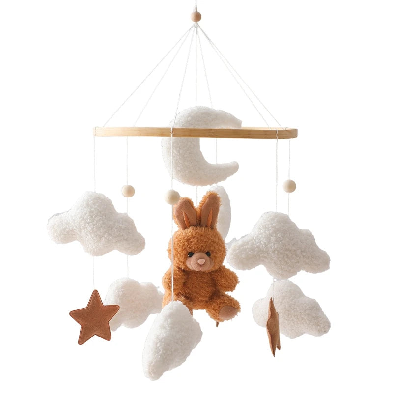 Soft Felt Cartoon Bear Crib Mobile with Gentle Bells for Newborns 10