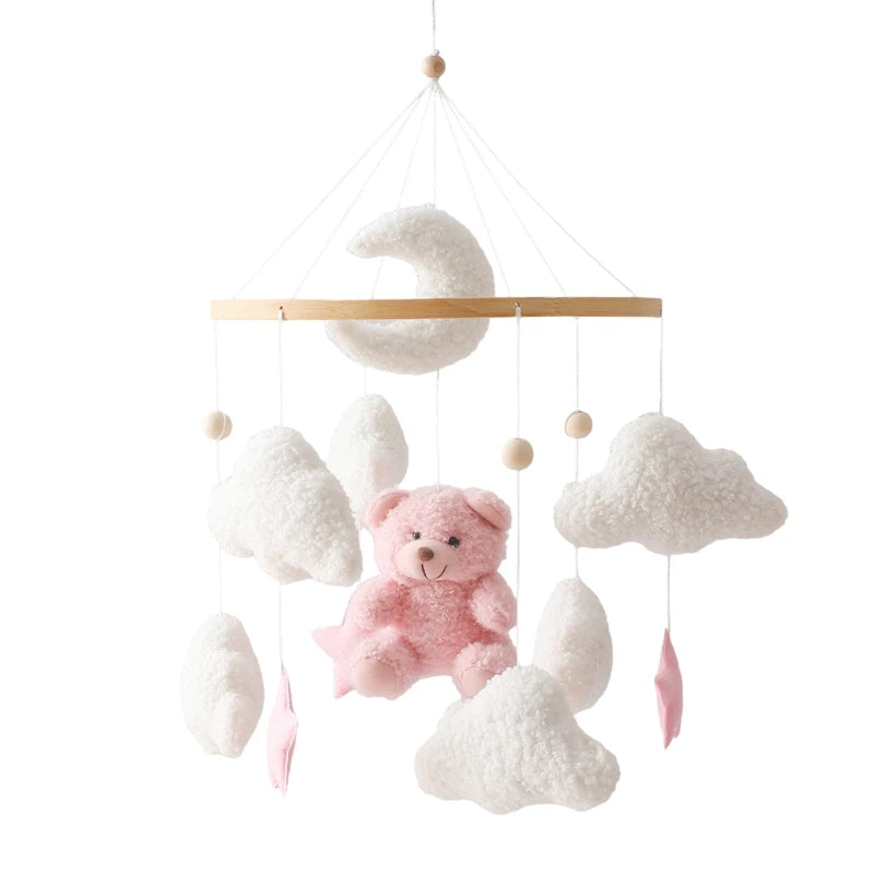 Soft Felt Cartoon Bear Crib Mobile with Gentle Bells for Newborns 20
