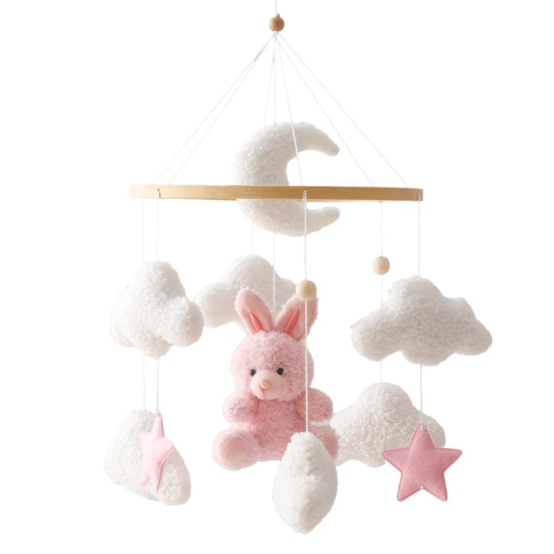Soft Felt Cartoon Bear Crib Mobile with Gentle Bells for Newborns 9