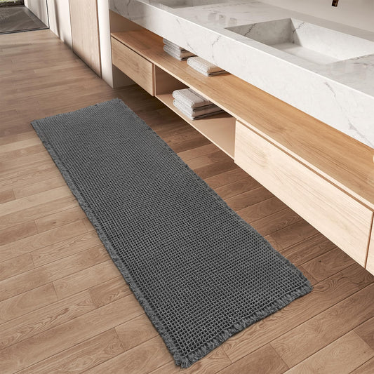 Soft Waffle Bath Runner Mat - Super Absorbent, Non-Slip Bathroom Rug 9