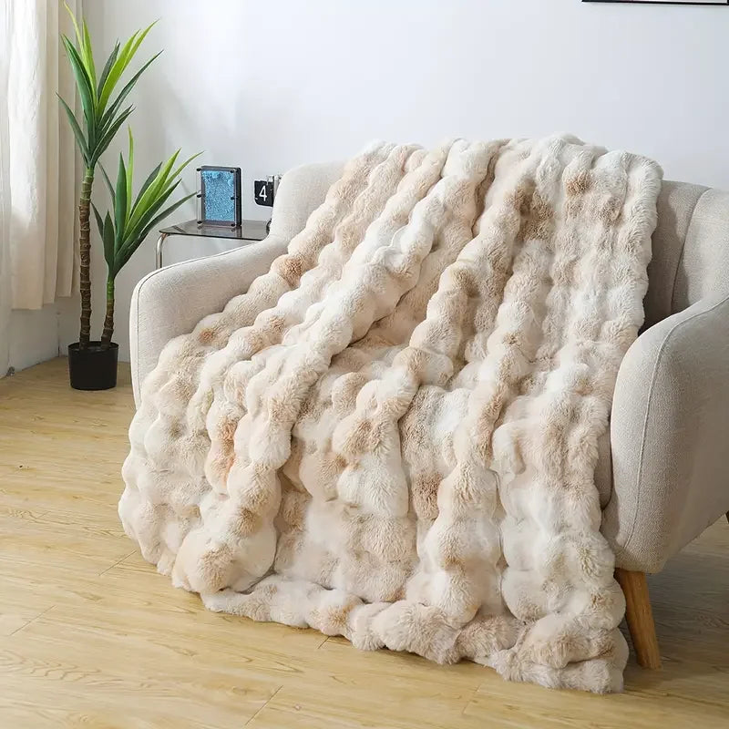 Soft and Warm Faux Rabbit Fleece Blanket - Cozy Throw for Home 7