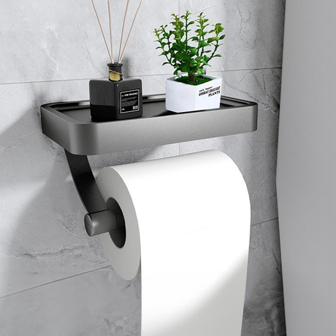 Stainless Steel Wall-Mounted Toilet Paper Holder with Shelf - Modern Design 4