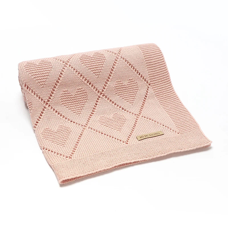 Super Soft Cotton Knit Baby Blanket - Newborn Swaddle Wrap 90x70cm 1