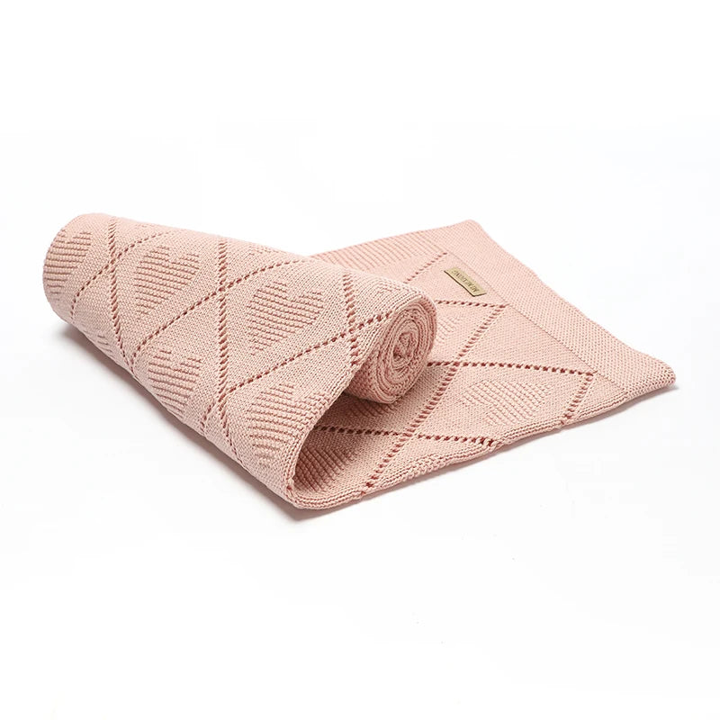 Super Soft Cotton Knit Baby Blanket - Newborn Swaddle Wrap 90x70cm 2