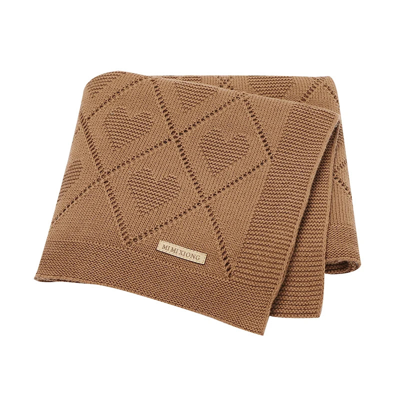 Super Soft Cotton Knit Baby Blanket - Newborn Swaddle Wrap 90x70cm 6