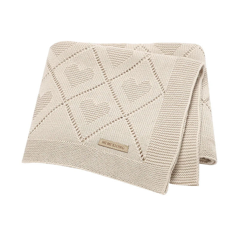 Super Soft Cotton Knit Baby Blanket - Newborn Swaddle Wrap 90x70cm 8