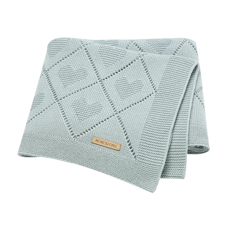 Super Soft Cotton Knit Baby Blanket - Newborn Swaddle Wrap 90x70cm 9