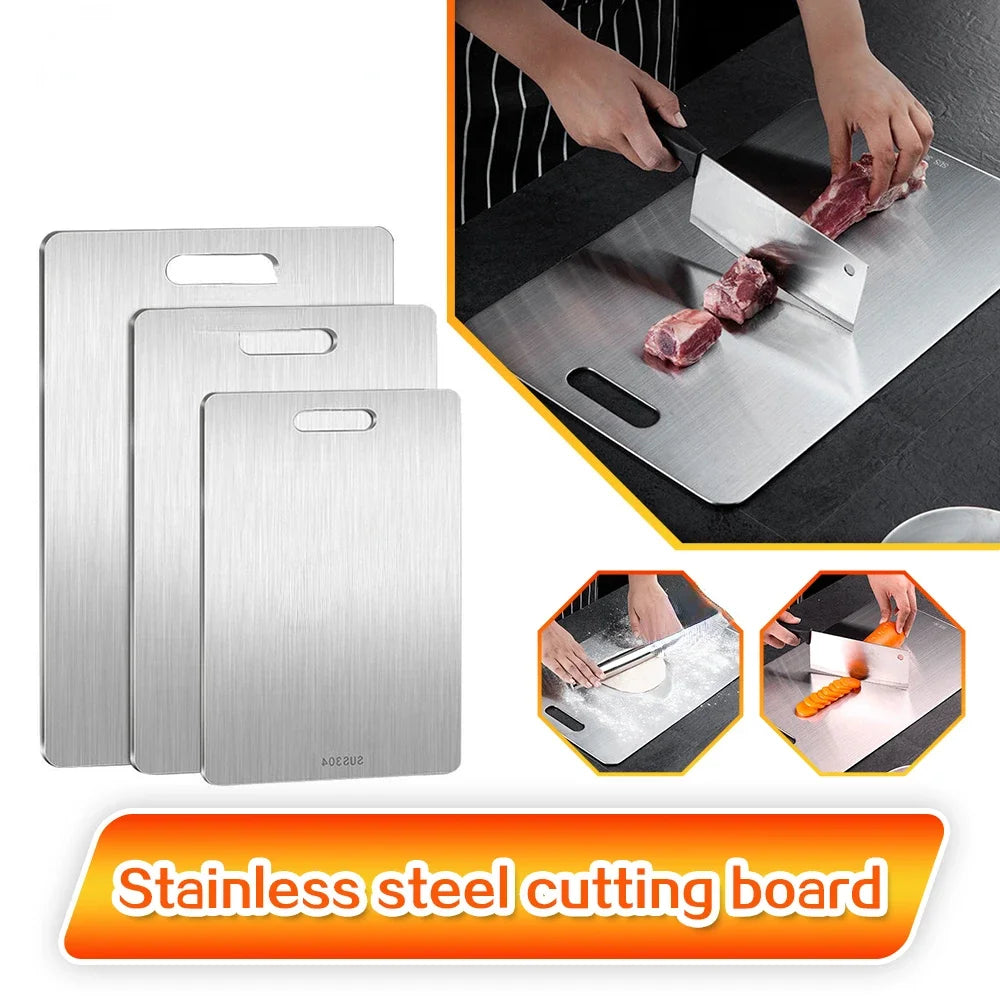 Thickened Double-Sided Stainless Steel Cutting Board - Antibacterial Kitchen Essential 3