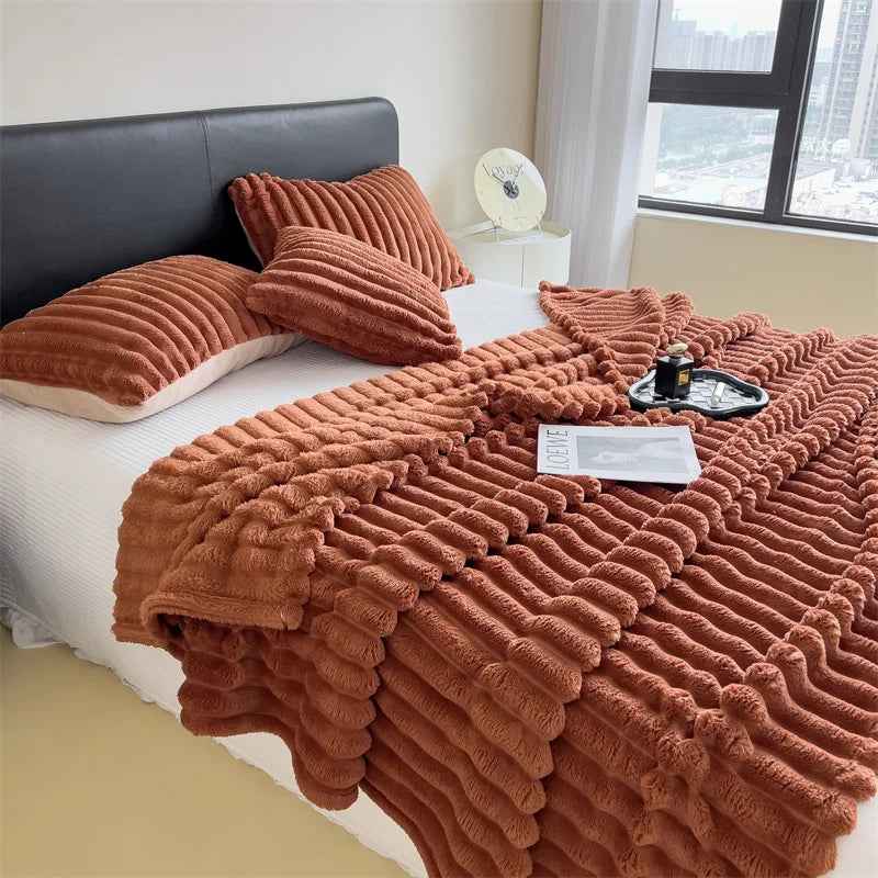 Thickened Multifunctional Striped Blanket - Cozy Bed Cover & Nap Blanket 14